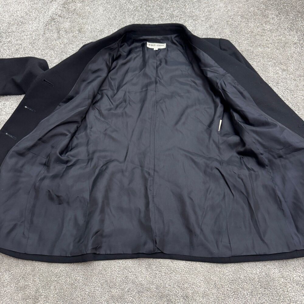 Giorgio Armani Le Collezioni Blazer Jacket Womens 6 Navy Blue Single Breasted - Picture 10 of 14